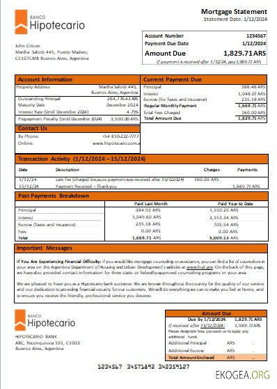 Argentine Banco Hipotecario relevé hypothécaire bancaire scr